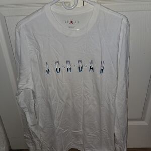 Jordan White Long Sleeve Tee with Gradient Logo